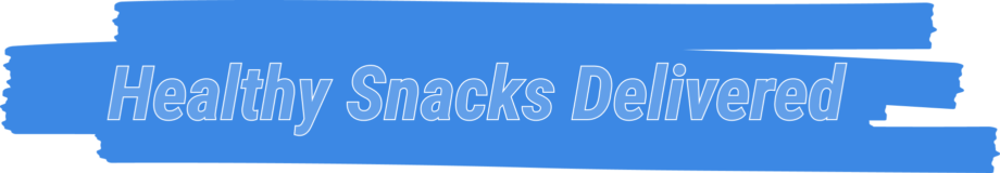 Blue banner with "Healthy Snacks Delivered" text