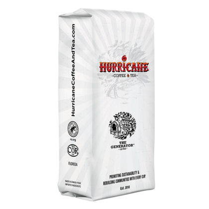 Hurricane Coffee and Tea bag packaging